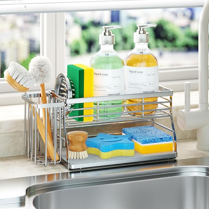SWTYMIKI Kitchen Sink Caddy Organizer, 2 Tier Sponge Holder by SwtyMiki-TidyHomeSweetLife