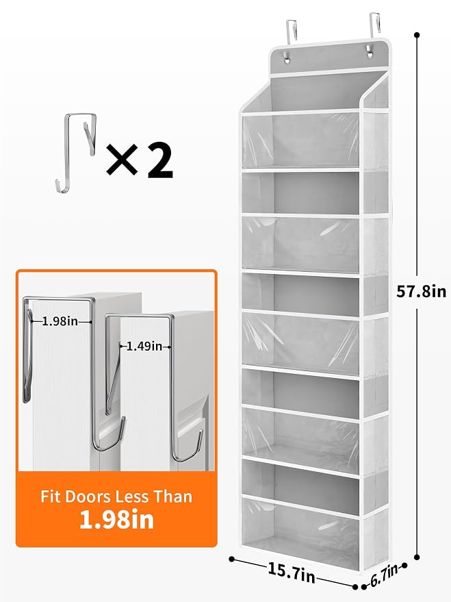 JARLINK Toy Stuffed Animal Storage, Over The Door Organizer W/Clear View Windows - Image 2
