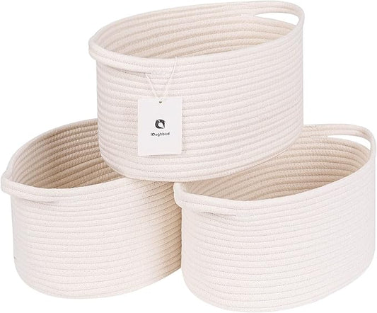 Medium and Large Woven Basket//With Handle, Used by Laughbird