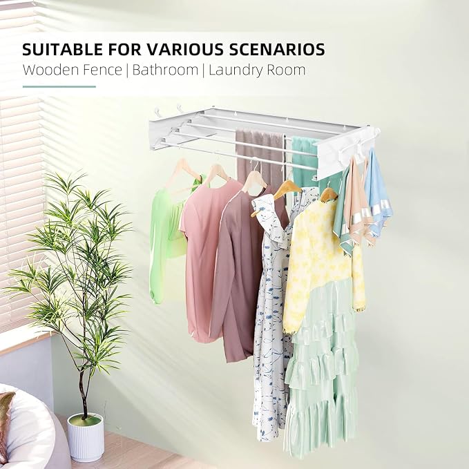 Laundry Drying Rack, Collapsible Wall Mounted Clothes Drying Rack - Image 4