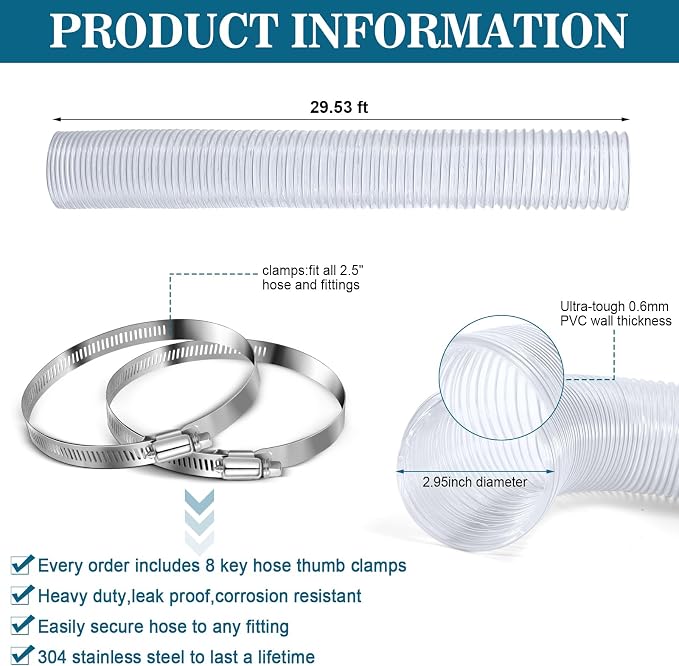 3 Inches 30 ft PVC Dust Collection Hose - Image 3
