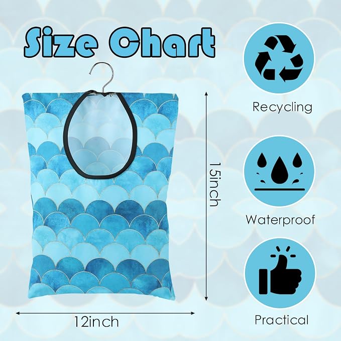 2 Pcs Summer Clothes Pin Bag Mermaids Clothespin Bag Holder Clothespin Holder - Image 2