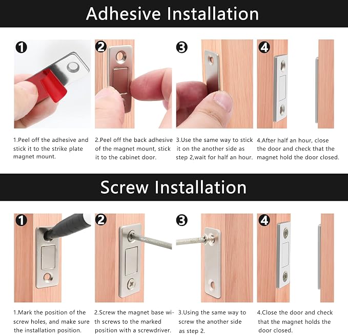 Cabinet Magnetic Catch, 6 Pack Ultra Thin Magnetic Cabinet Door Catch, Adhesive - Image 5