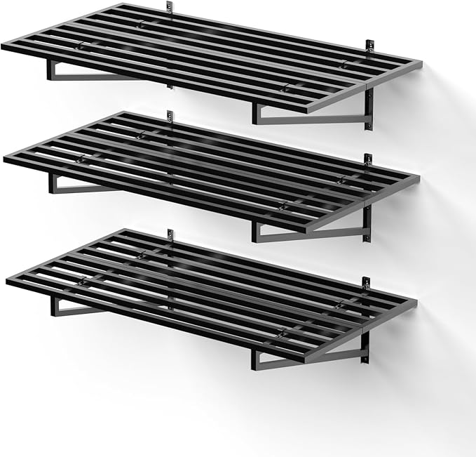3-Pack Garage Wall Shelves, 750 lbs Capacity, Steel Garage Organization Shelving by Unknown