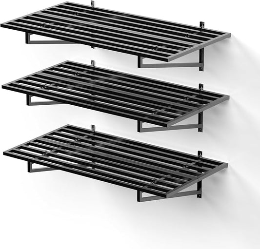 3-Pack Garage Wall Shelves, 750 lbs Capacity, Steel Garage Organization Shelving by Unknown