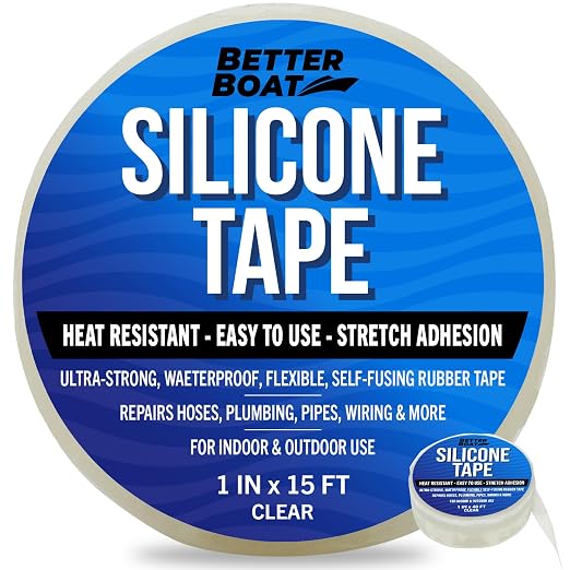Clear Heavy Duty Silicone Tape, Self-Fusing Rubber Hose and Plumbing Water Pipe by BetterBoat