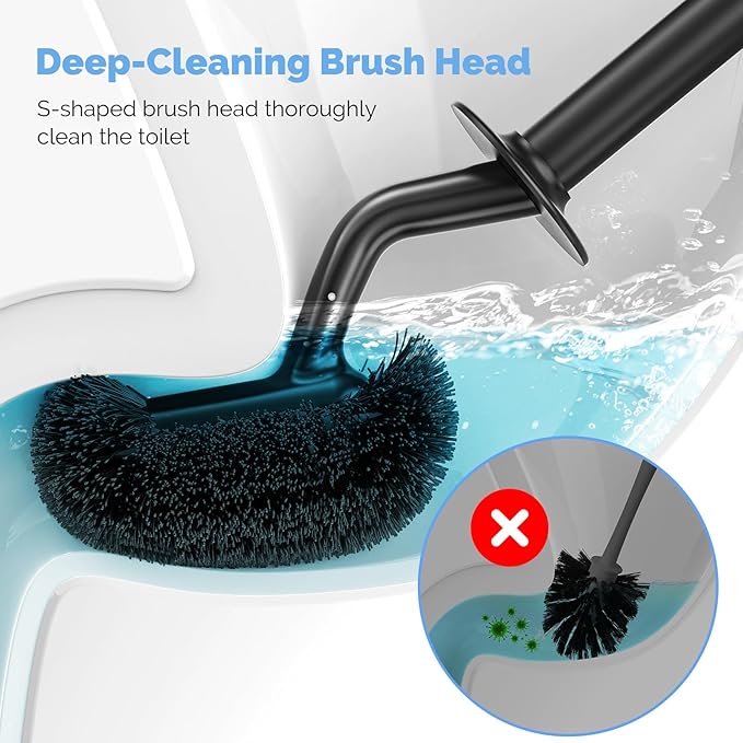 HAMITOR Toilet Bowl Brush Holder Set: Curved Design - Image 2