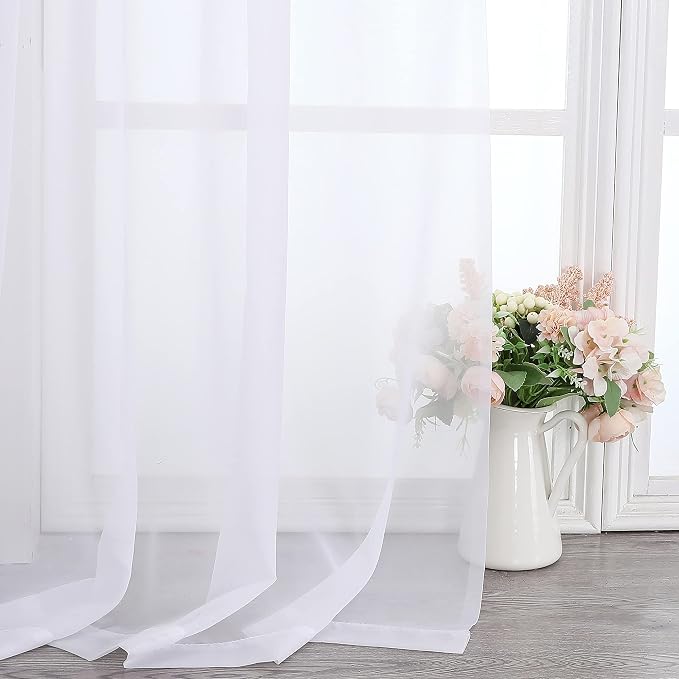 Chyhomenyc Extra Long White Sheer Curtains 120 Inches Long 2 Panels Set - Image 6