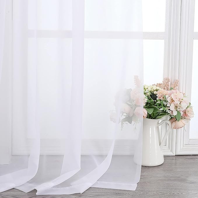 Chyhomenyc Extra Long White Sheer Curtains 144 inch 2 Panels Set, Translucent - Image 5