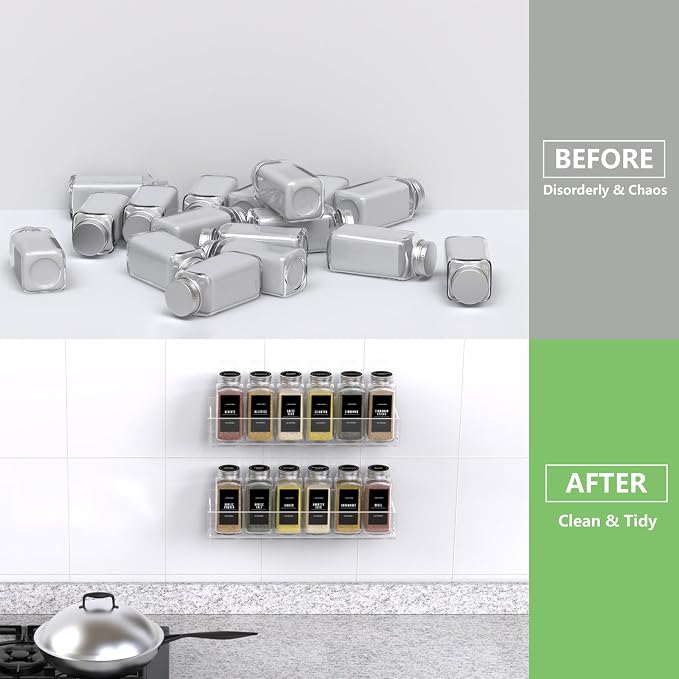 PMMASTO Adhesive Acrylic Spice Rack Organizer - Image 7