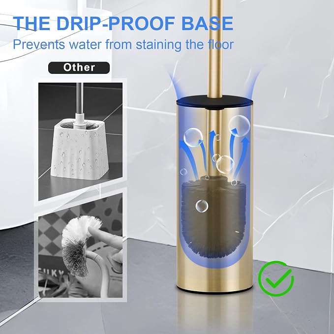 304 Stainless Steel Toilet Bowl Brush and Holder Set, Circular Floor Toilet - Image 4