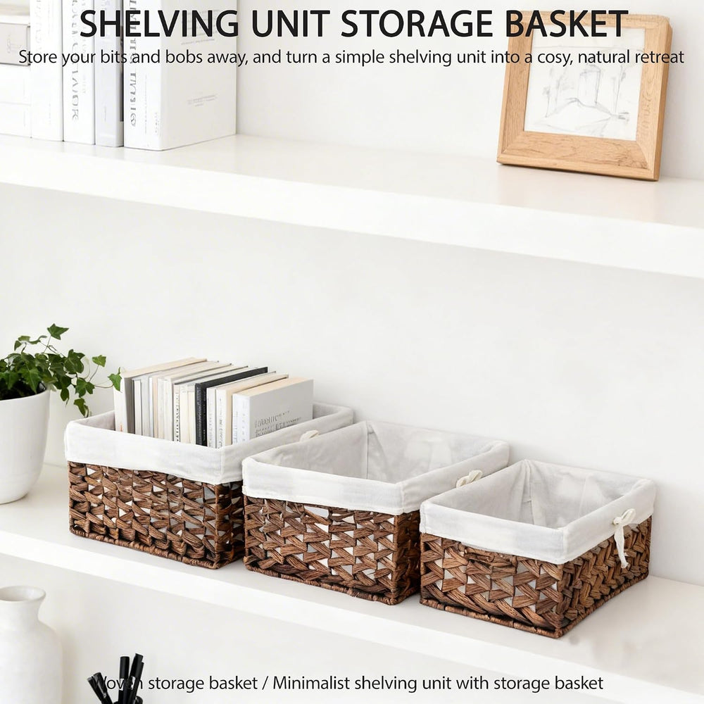 KINGWILLOW Wicker Basket Set of 3 with Removable Liner