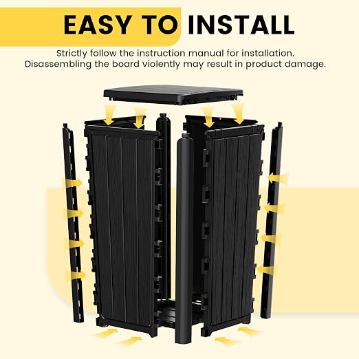 Outdoor Trash Can with Lid, Waterproof Resin Garbage Can with Tiered Lid - Image 9