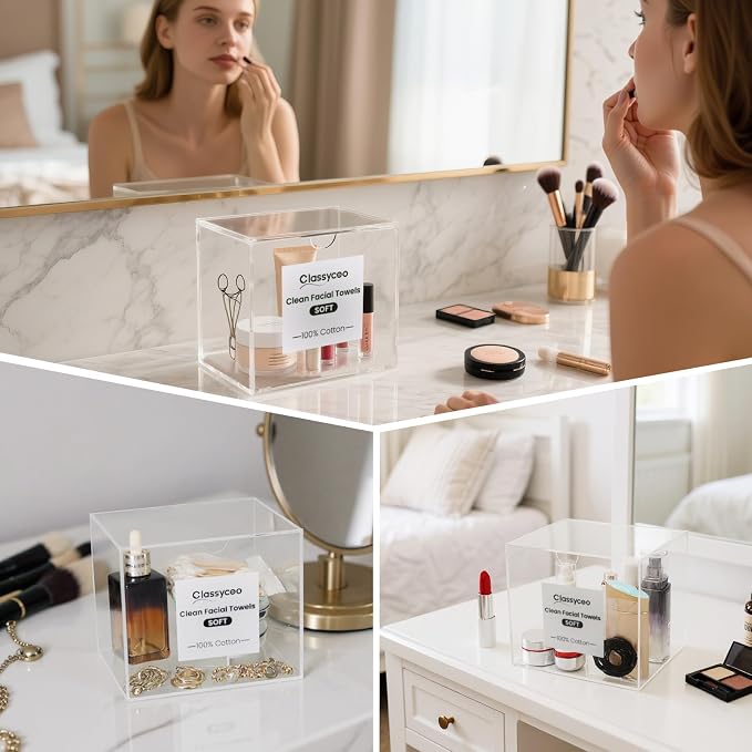 50 PCS Disposable Face Towel Holder, Acrylic Cosmetic Container - Image 5