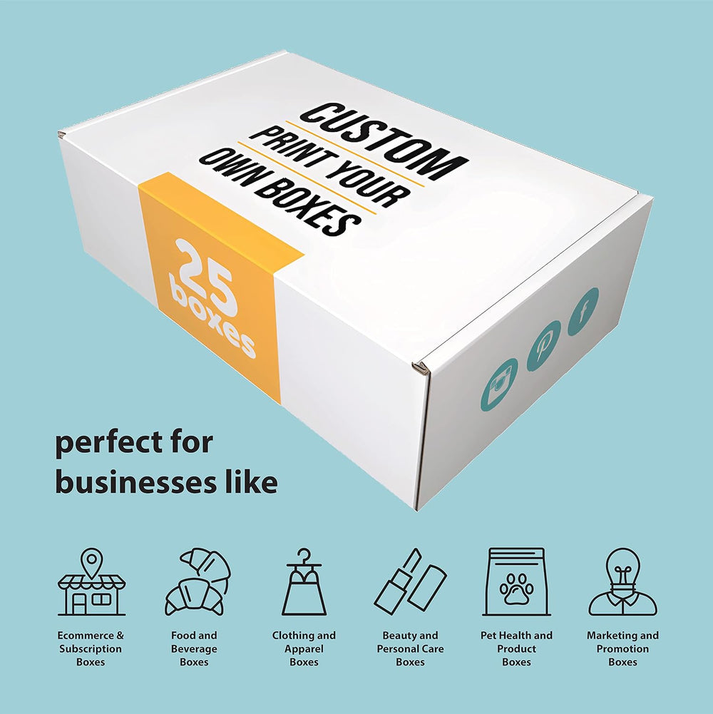 10x8x4 in. Personalized Shipping Boxes (25 Pack) - Custom Printed Outside wit...
