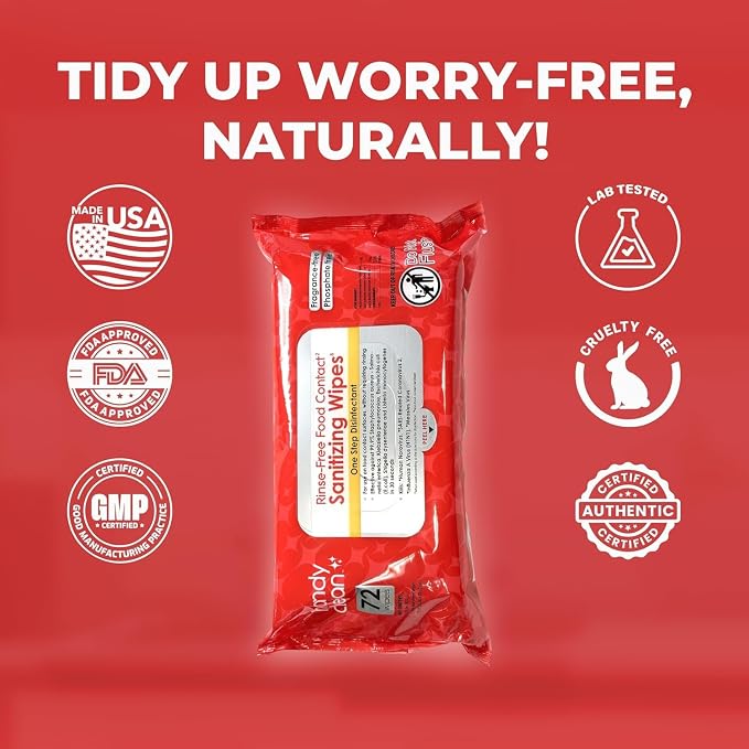 HandyClean Rinse-Free Food Contact Sanitizing Wipes Pouch - Image 6