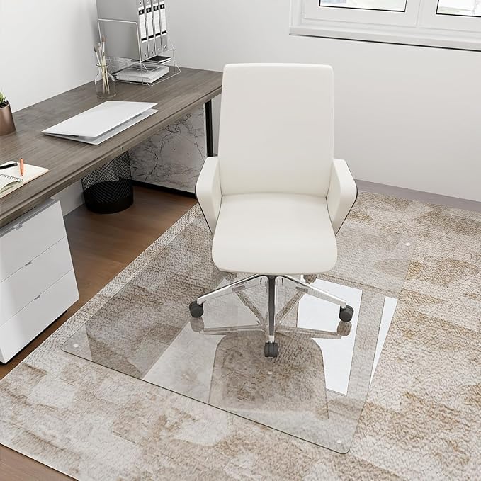 36" x 55" Glass Chair Mat, Heavy Duty Hard Floor Mat by KOONMI