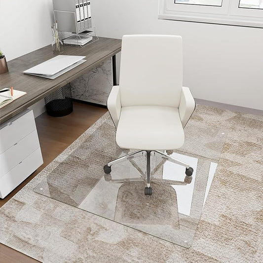36" x 55" Glass Chair Mat, Heavy Duty Hard Floor Mat by KOONMI