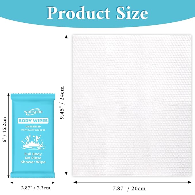 300 Pcs Ultra Thick Soft Large Body Wipes Individually Wrapped, Shower Wipes - Image 2