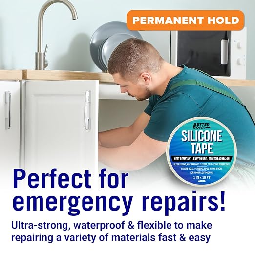 White Heavy Duty Silicone Tape, Self-Fusing Rubber Hose and Plumbing Water Pipe - Image 3