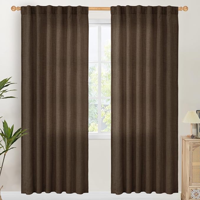 YoungsTex Brown Linen Curtains 78 Inch Length by YoungsTex