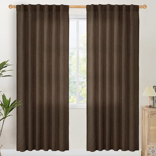 YoungsTex Brown Linen Curtains 78 Inch Length by YoungsTex