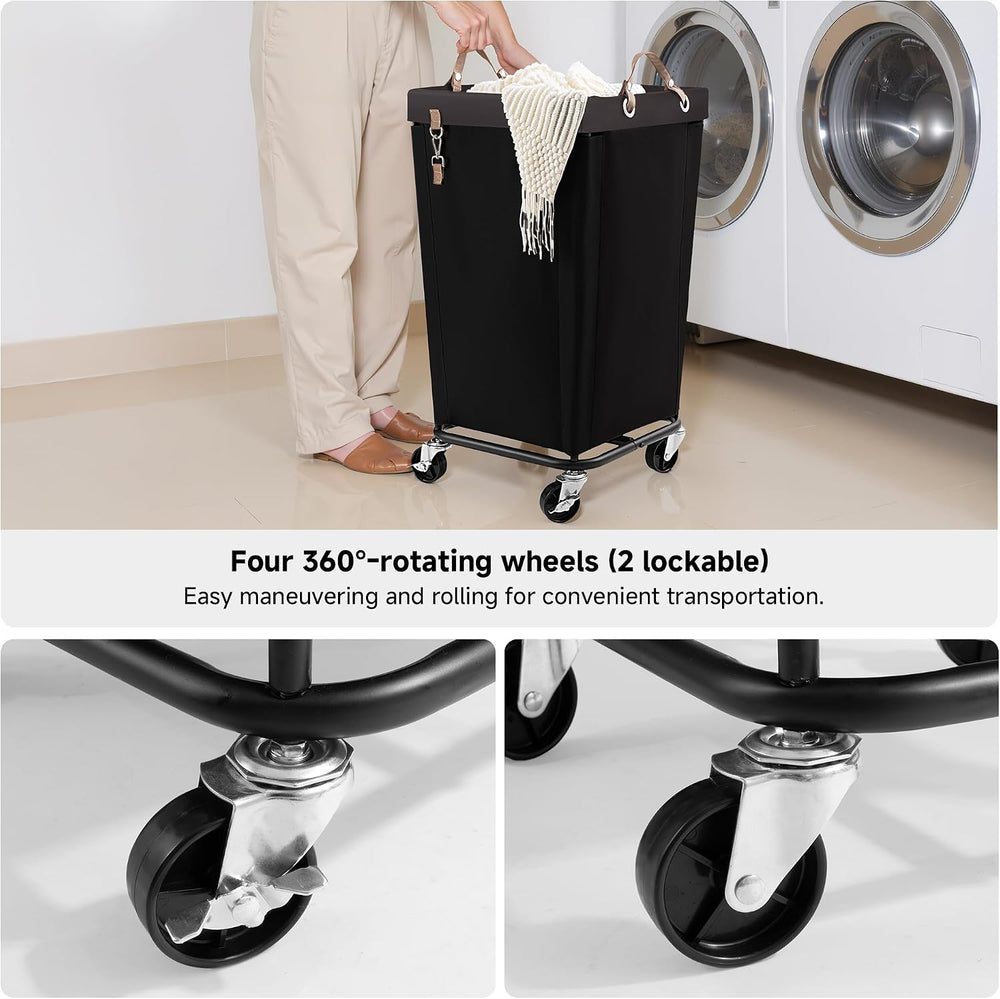StorageWorks 110L Laundry Basket with Wheels, Rolling Hampers for Clothing