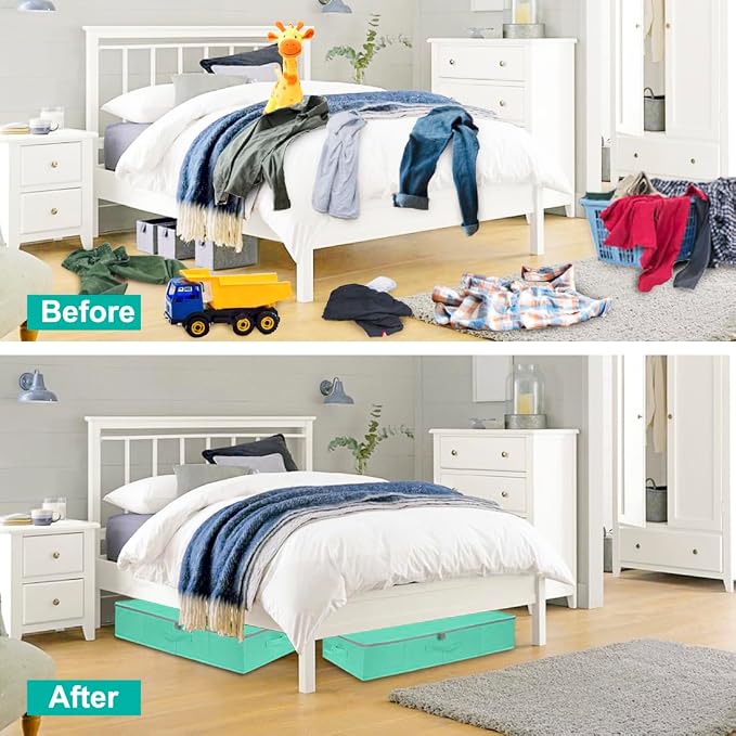 punemi 2-Pack Under Bed Storage Containers, 6.7 Inches Tall Underbed Clothes - Image 7