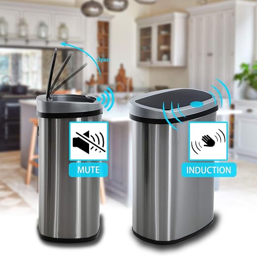 HCB Trash Can Automatic Waste Bin Mute Metal Garbage Can - Image 3