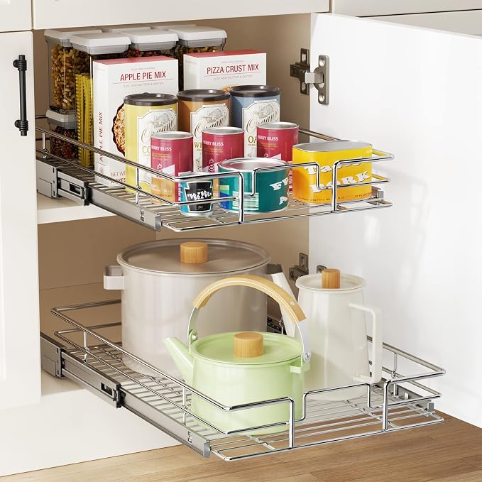 LOVMOR Pull Out Cabinet Organizer 11" W x 18" D, Kitchen Cabinet Pull Out - Image 3