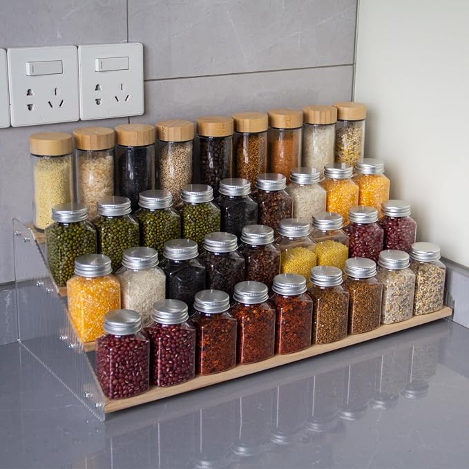 nianfeng Tiered Spice Rack, 4-Tier Spice Pantry Kitchen Cabinet Organizer - Image 7