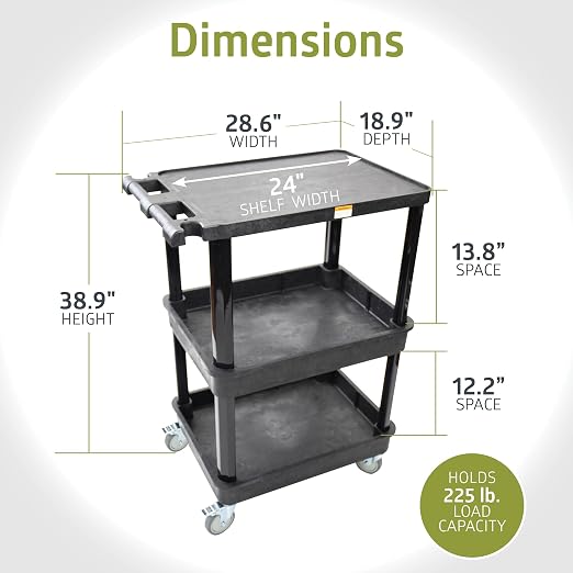 Pearington 3-Shelf Multipurpose Mobile Utility Cart - Image 6