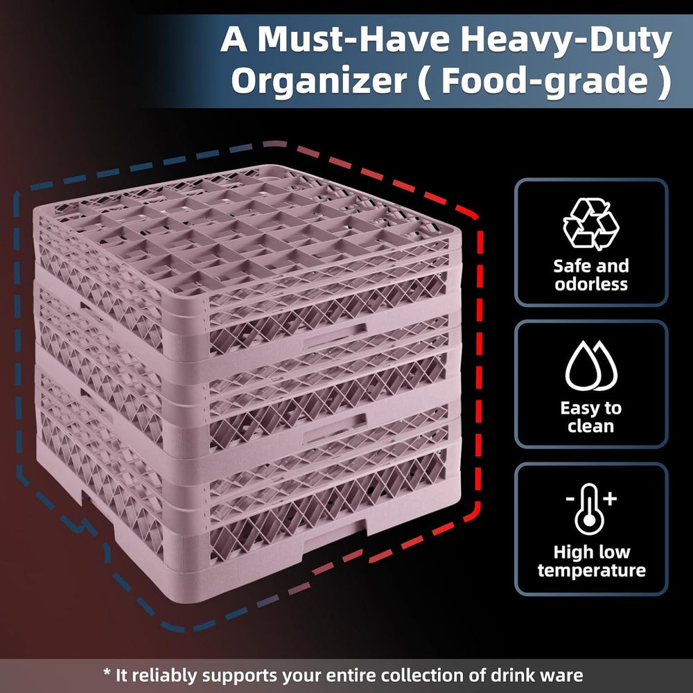 3 Packs 36 Compartment Base with 2 Extenders Commercial Cup Rack | Polypropyl...