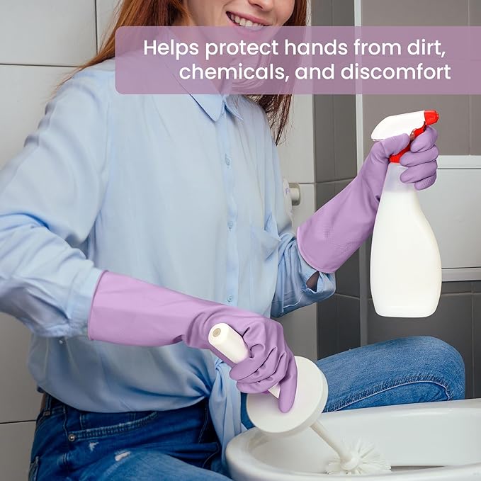 Rubber Cleaning Gloves for Dishwashing, 4 Pairs Reusable Kitchen Gloves for - Image 4