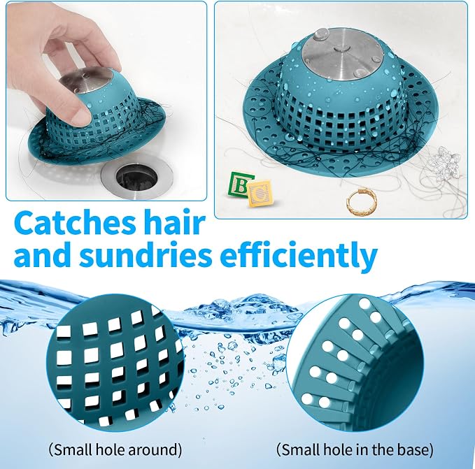 Shower Drain Hair Catcher, Bathtub Drain Cover Foldable Silicone Shower & Tub - Image 5