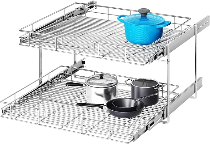 2 Tier Individual Pull Out Cabinet Organizer 25½" W x 21½" D, Heavy Duty by Unknown