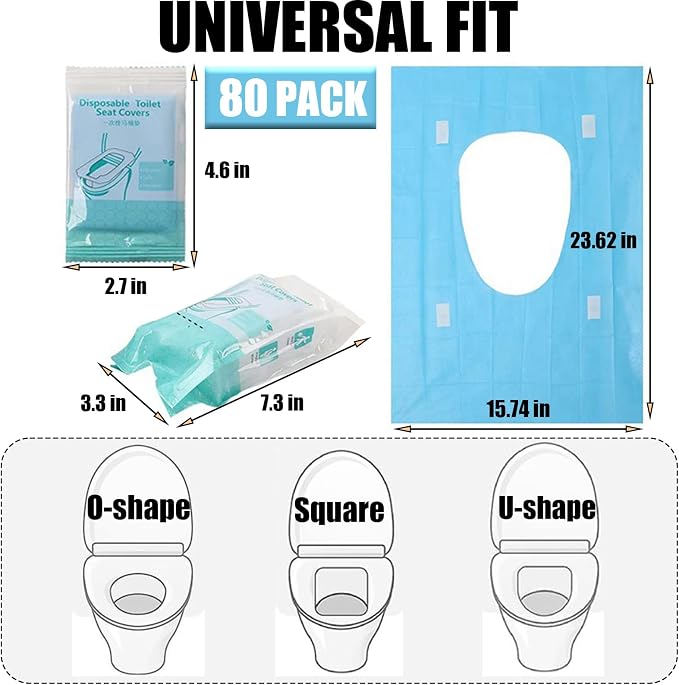 80 Pack Toilet Seat Covers Disposable 16x24 Inch XL Portable Toilet Liners - Image 2