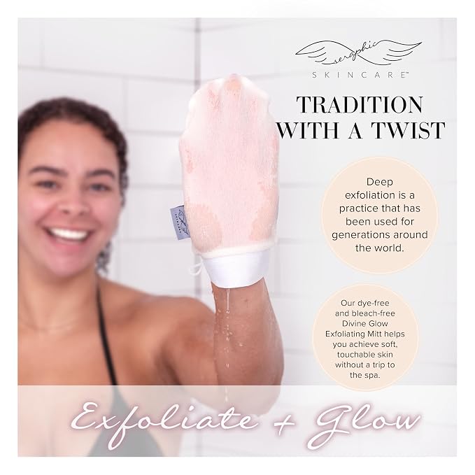 Seraphic Skincare Divine Glow Exfoliating Mitt – 100% Vegan Viscose Traditional - Image 7