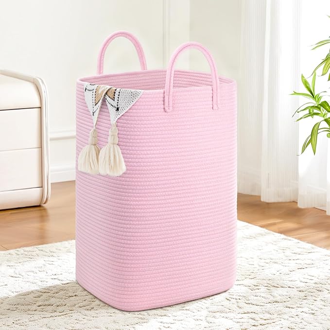 Laundry Basket, Woven Cotton Rope Laundry Hamper, 40L Versatile Storage by Artfeel