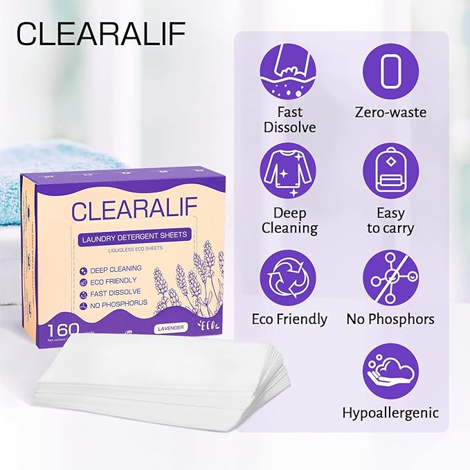 CLEARALIF Laundry Detergent Sheets 80 Sheets, Lavender - Image 5
