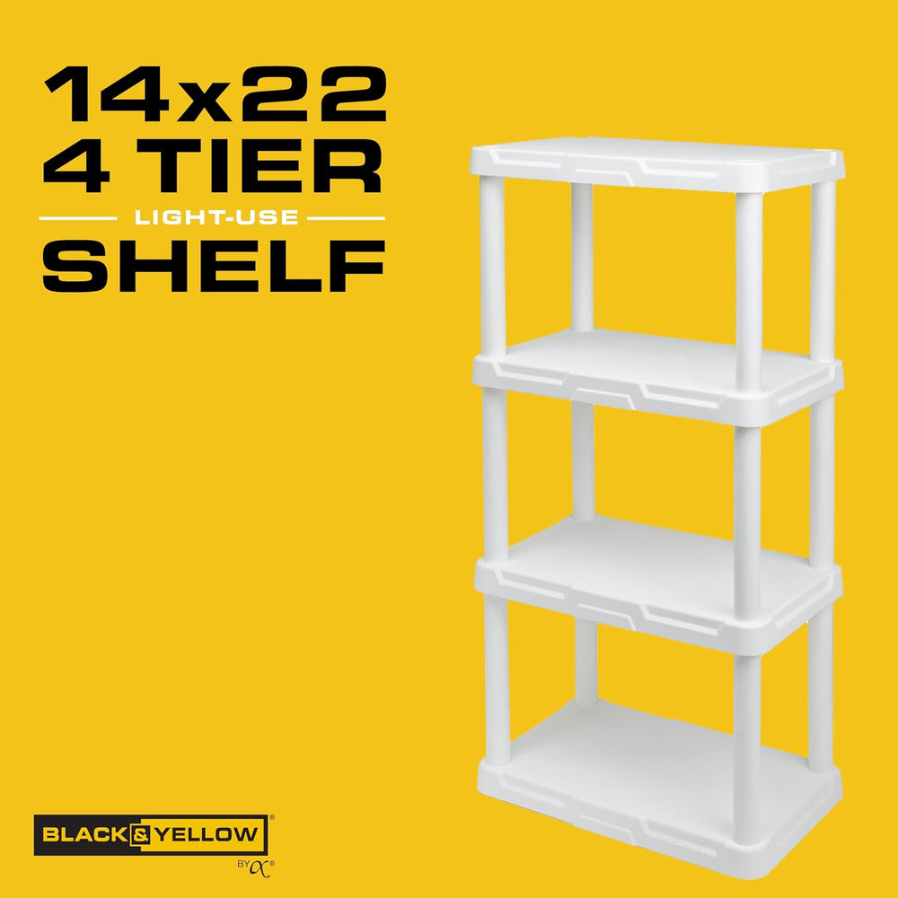 CENTREX 4-Tier Light Duty Plastic Storage Shelves, White, 50lbs/shelf, 2pk