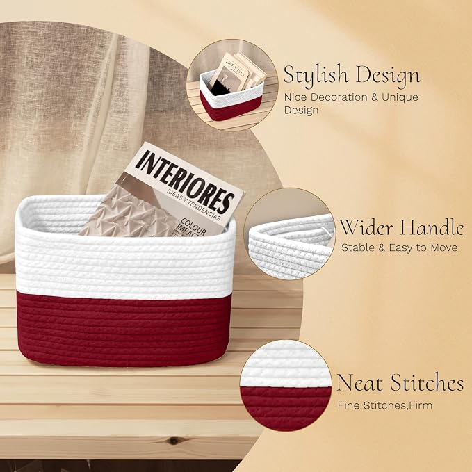 Hopegiver Woven Storage Baskets 11x8x7 Inch, 3 Pack Collapsible Cube Storage Bin - Image 6