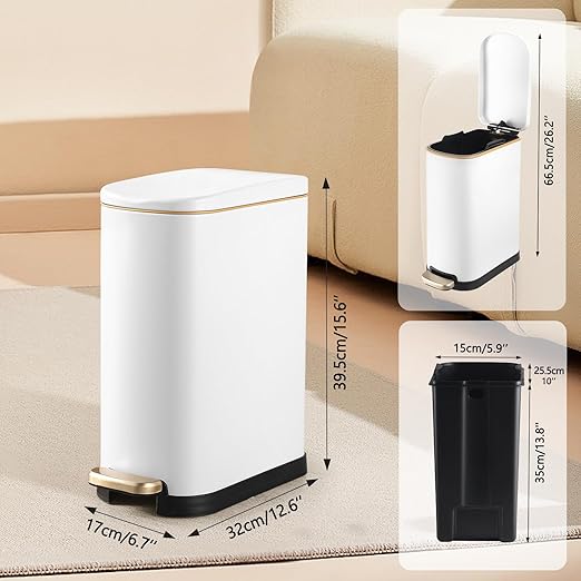 Bathroom Trash Can with Soft-Close Lid 3.5 Gallon Stainless Steel Garbage Can - Image 2