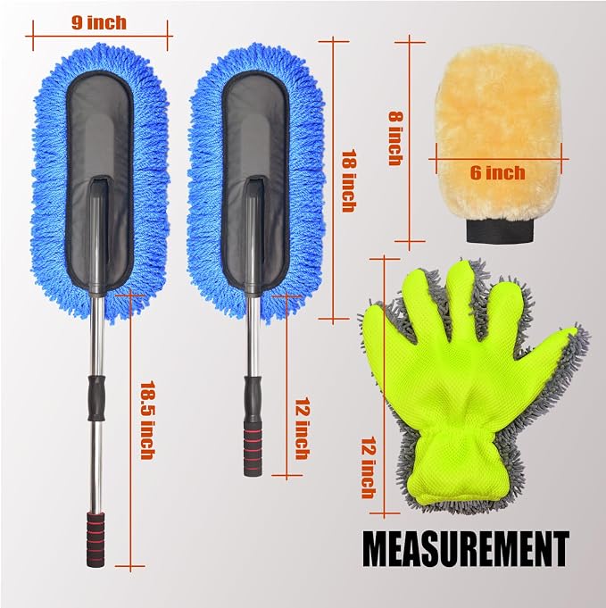 Car Wash Brush Duster Mop, Car Detailing Cleaning Kit, Wash Mitt, Microfiber - Image 3