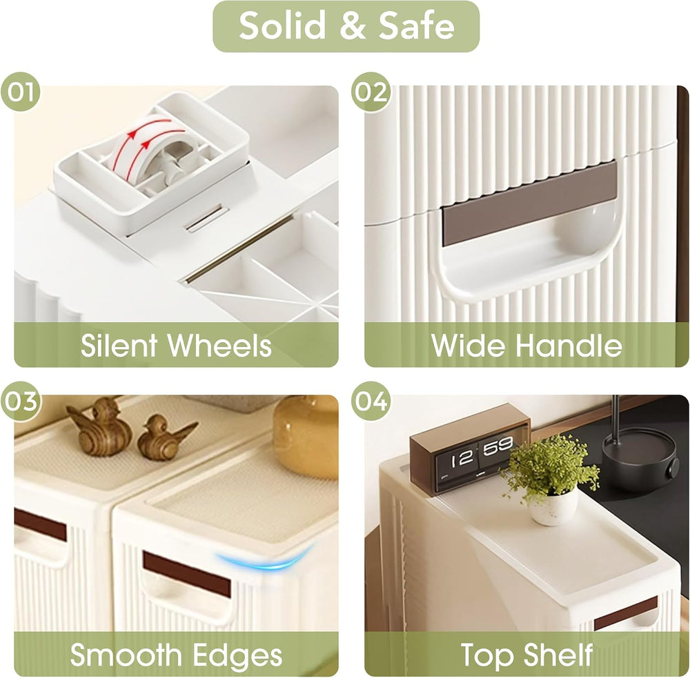 Narrow Bathroom Storage Cabinet with 4 Drawers, 7.5-Inch Wide, White