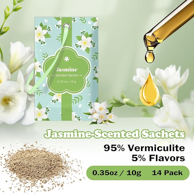 SCENTORINI Scented Sachets for Drawers and Closets, Jasmine Scent 14 Pack - Image 4