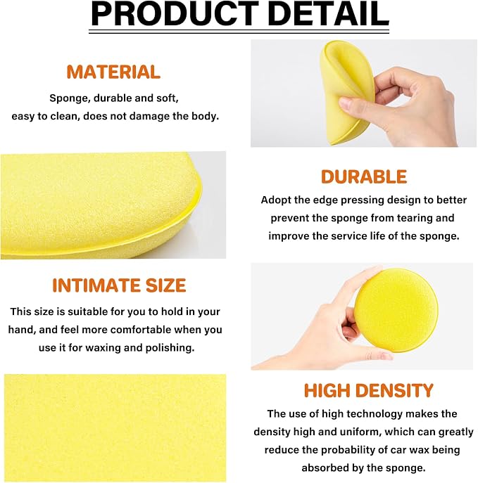 psler Foam Car Wax Applicator Pad Foam Applicator Pads Detailing Round 4 inch - Image 2