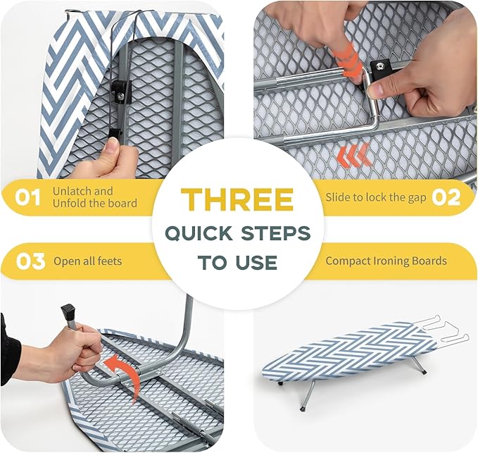 Small Tabletop Ironing Board Foldable, RAINHOL Steel Mesh Portable Iron Board - Image 5