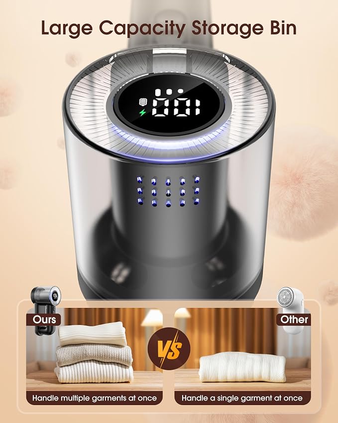 Fabric Shaver Electric Lint Remover Rechargeable Lint Shaver Digital Display - Image 4