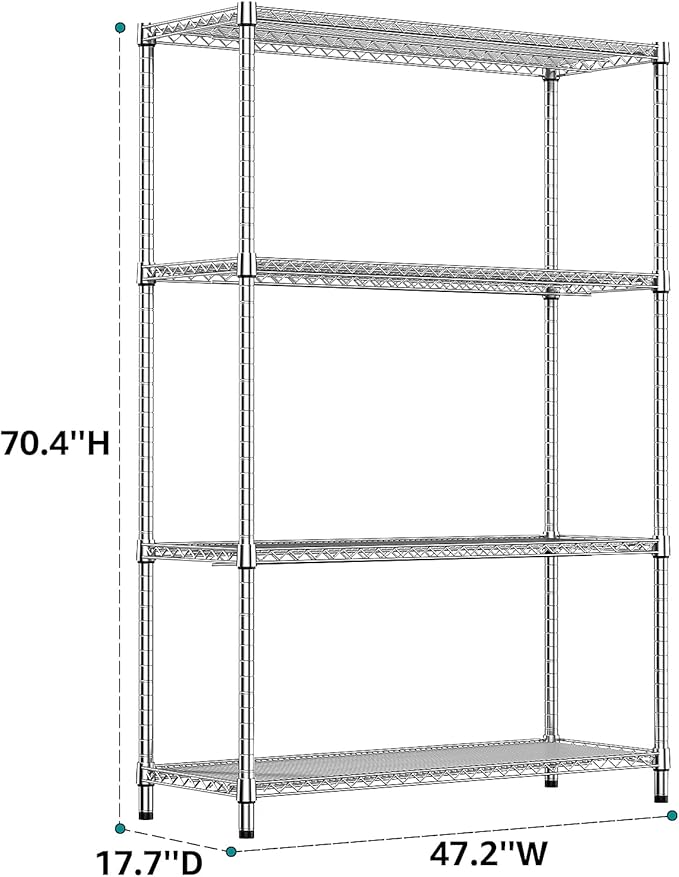 IZEUK 3400 LBS Garage Shelving Wide Storage Shelves 4 Tier Metal Shelves Heavy - Image 3